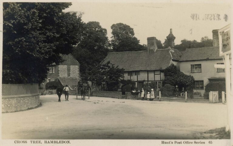 The Green Man junction of Green Lane and West Street, Hambledon, looking east, c.1910